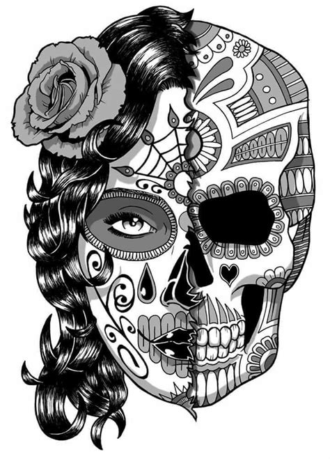 tete de mort mexicaine tatouage femme